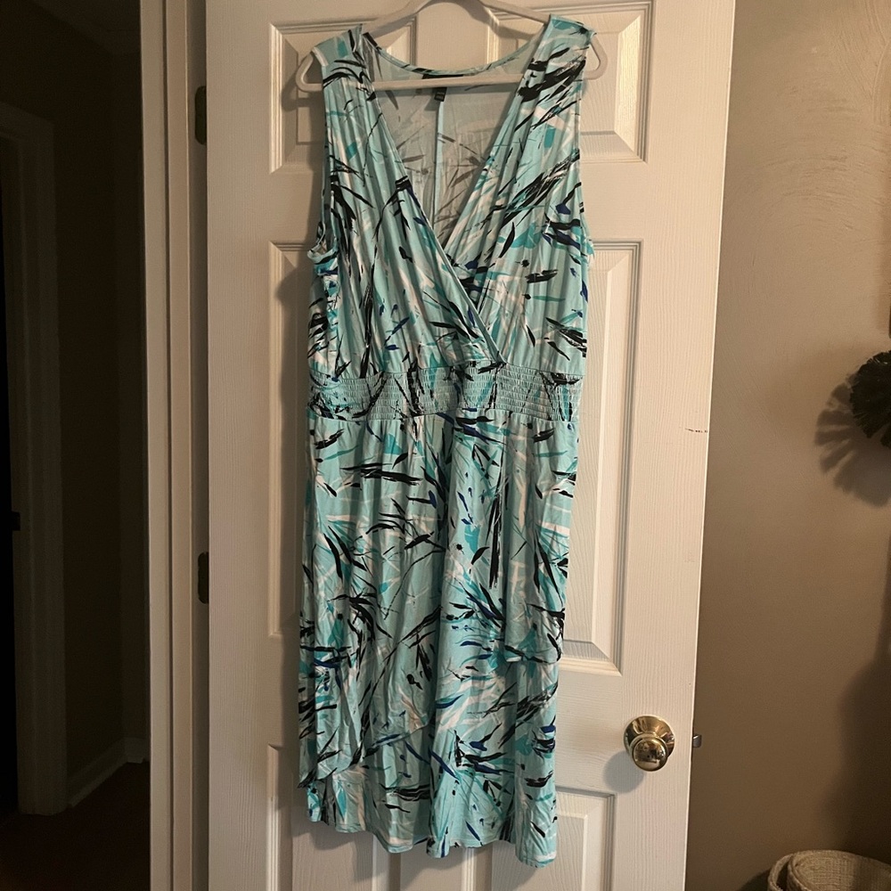 Lane Bryant Teal and Black Knee Length Dress